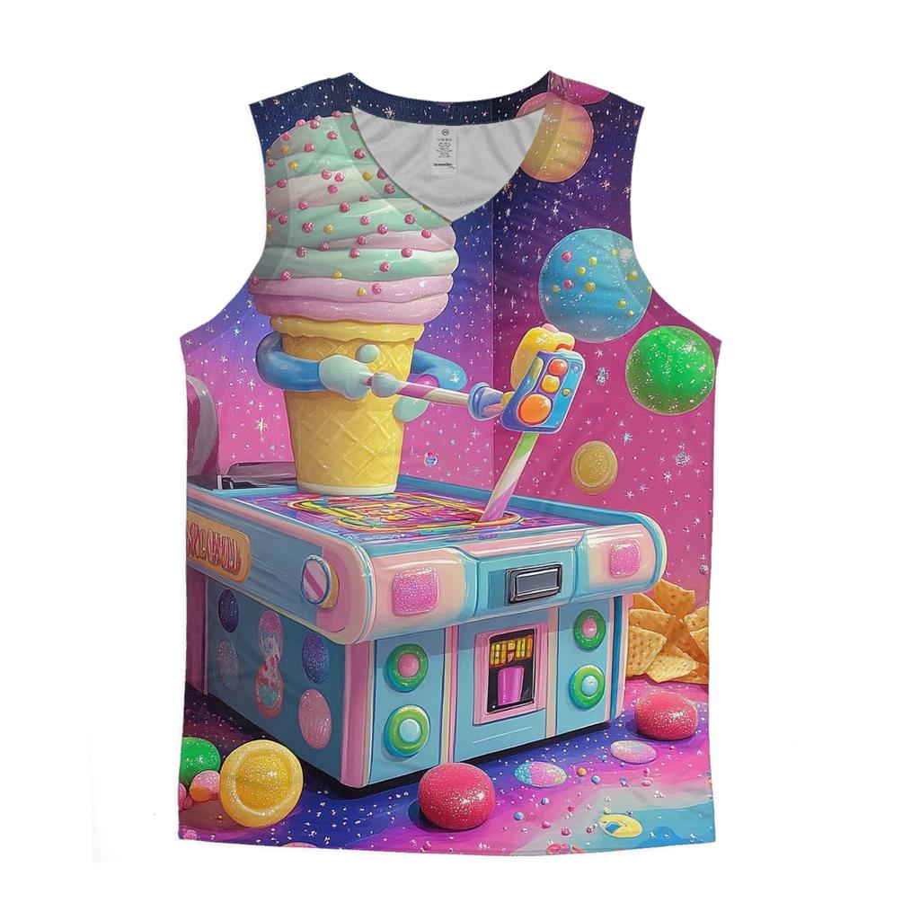 Bubblegum Arcade Melt sports performance tank tops