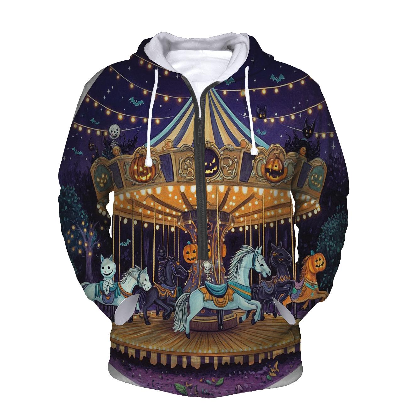 Midnight Carnival With Spooky Carousel Creatures hoodies fashion