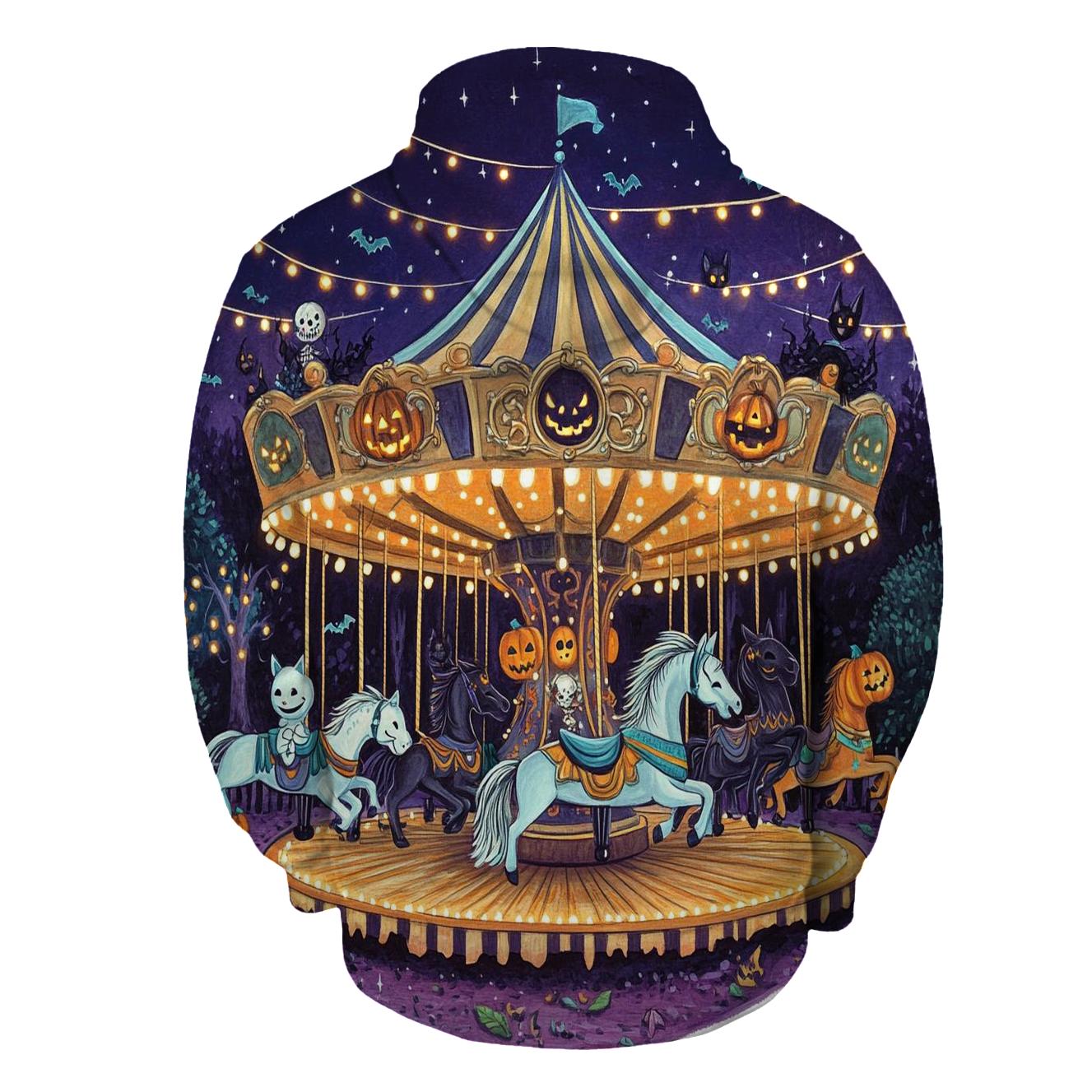 Midnight Carnival With Spooky Carousel Creatures hoodies fashion