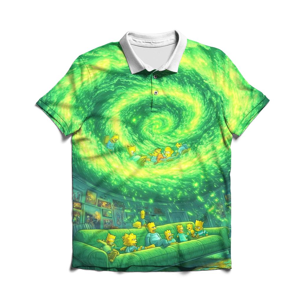 Nuclear Glow Couch Spiral embroidered polo tops