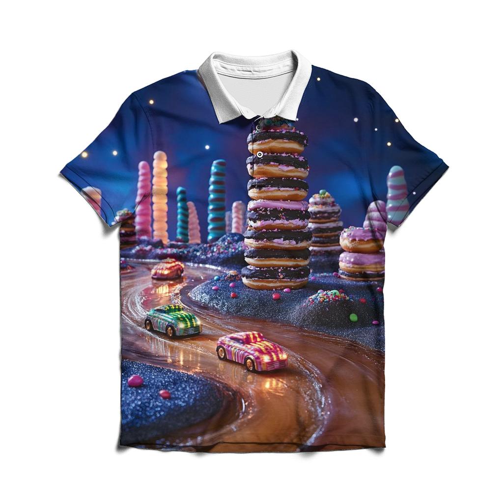 Midnight Donut City Skyline stylish collar polo tees