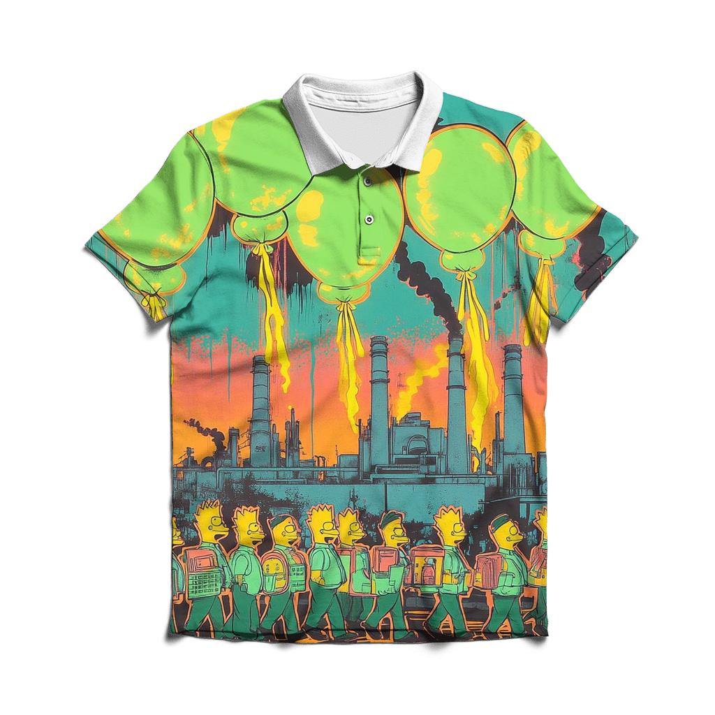 Power Plant Meltdown Parade branded logo polo shirts