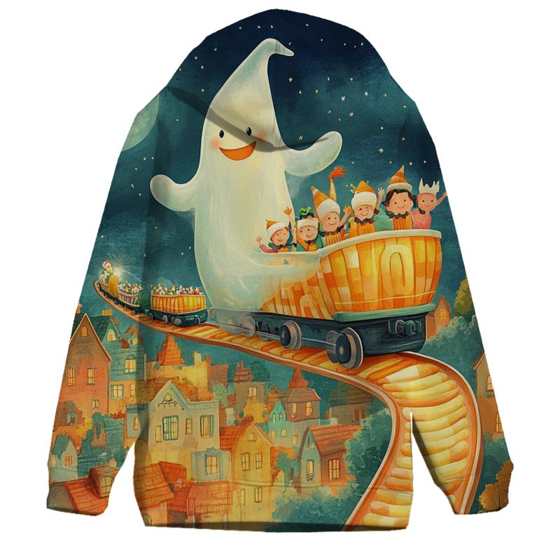 Ghost Train On The Haunted Candy Rails graphic hoodies