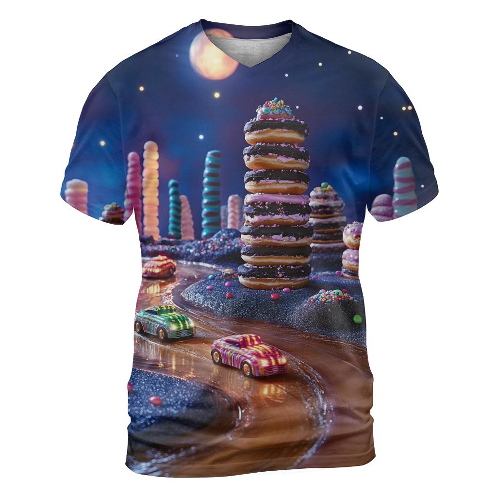 Midnight Donut City Skyline statement graphic shirts