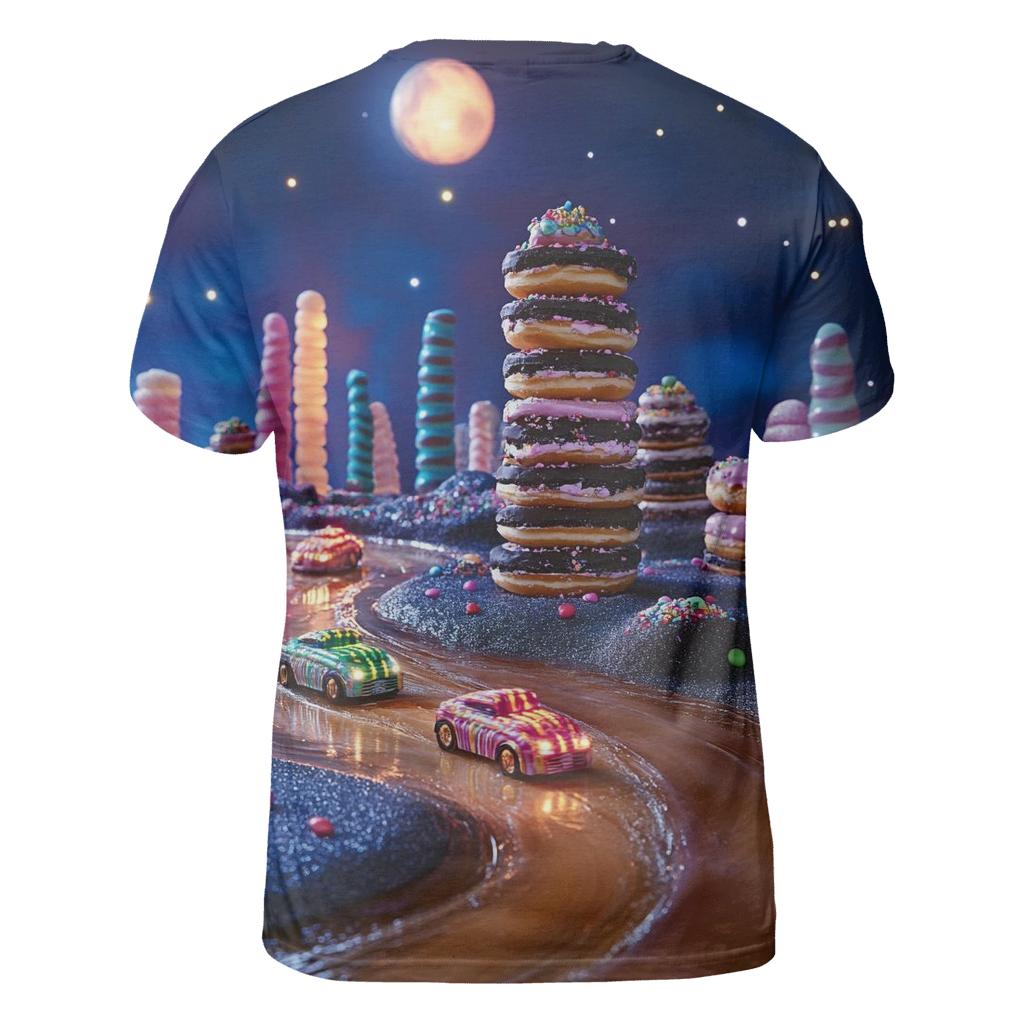 Midnight Donut City Skyline statement graphic shirts