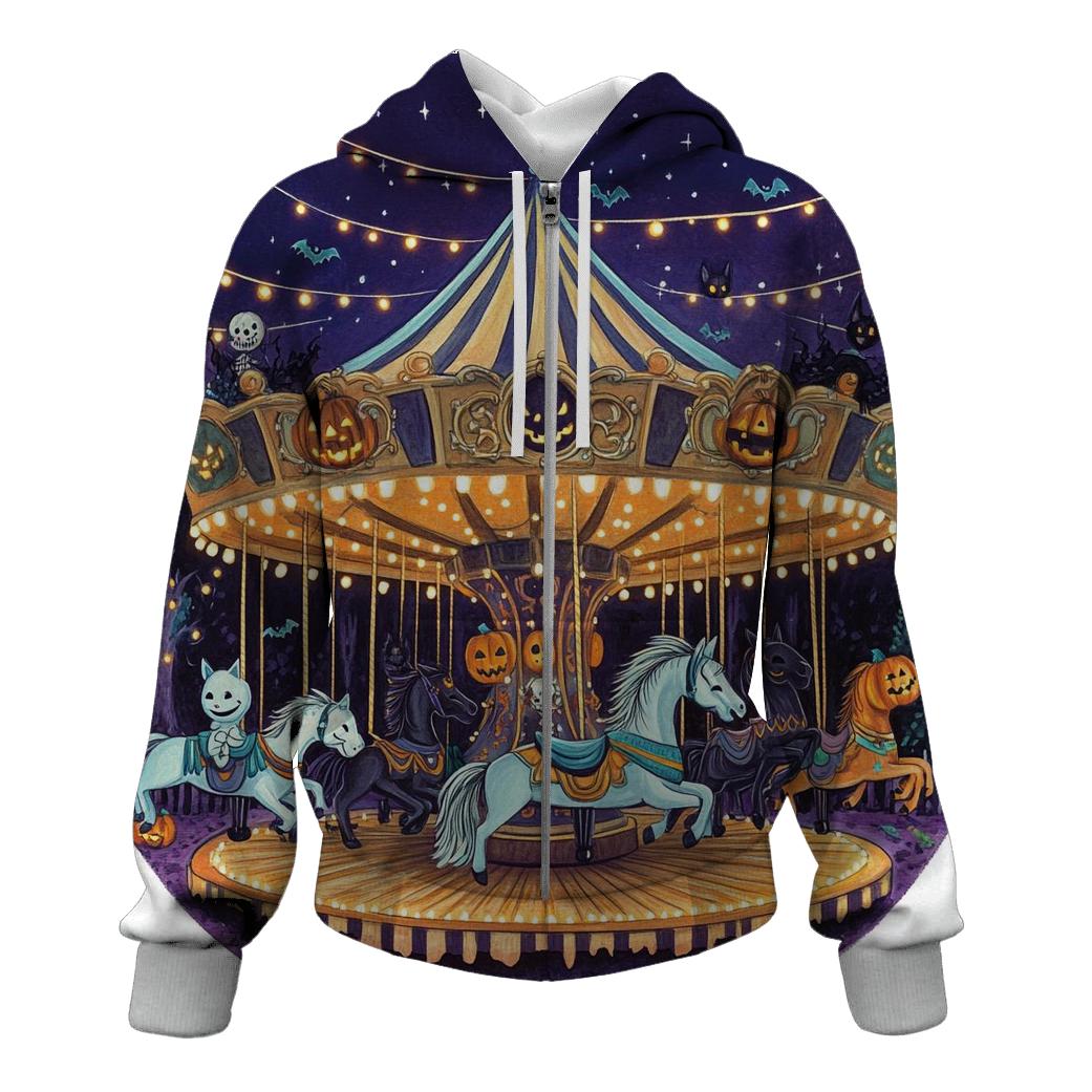 Midnight Carnival With Spooky Carousel Creatures hoodies fashion