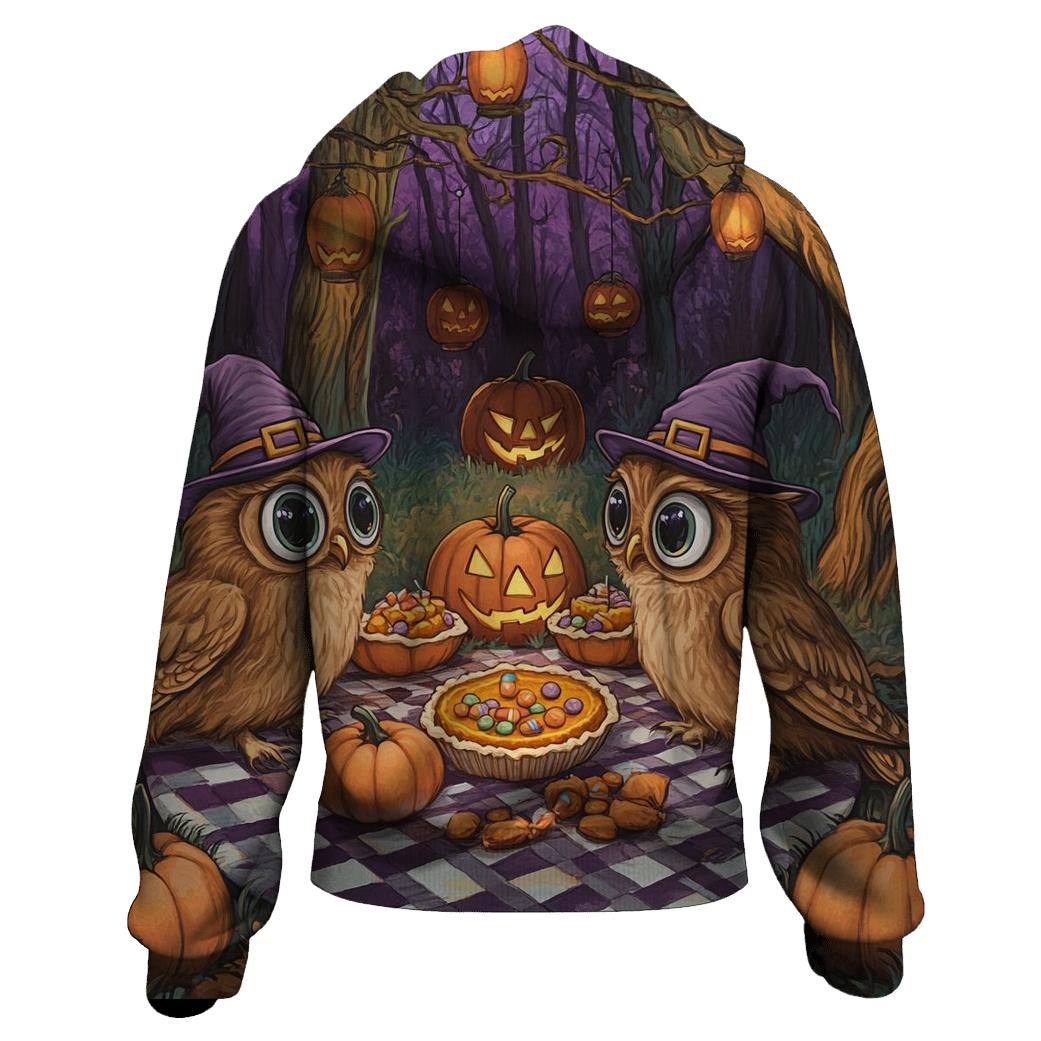 Forest Picnic With Halloween Owls hoodie styles