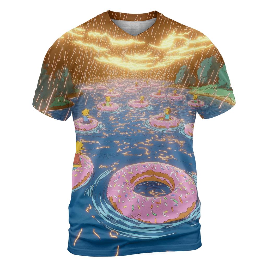 Donut Storm Over Springfield Lake trendy printed shirt styles