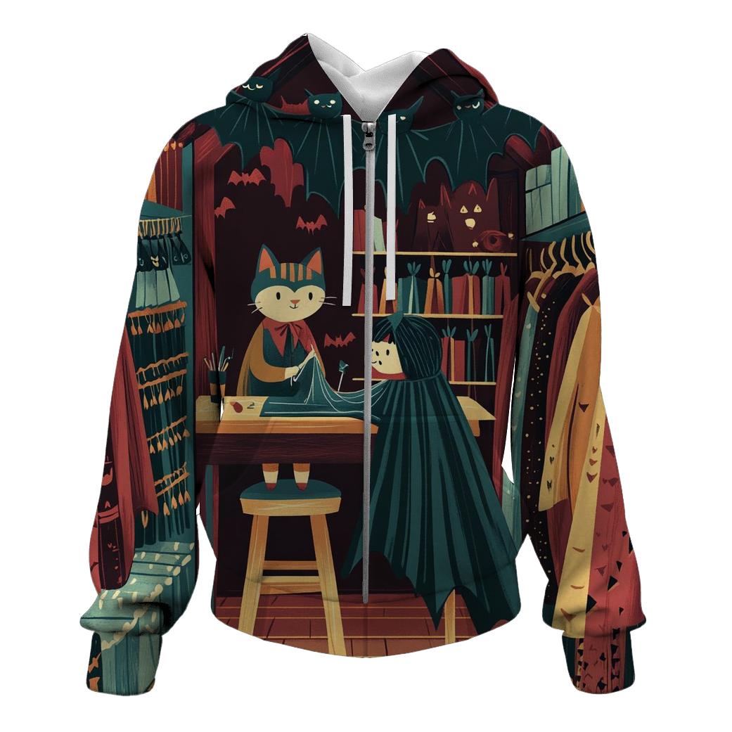 Spooky Costume Tailor Shop At Midnight printed hoodies