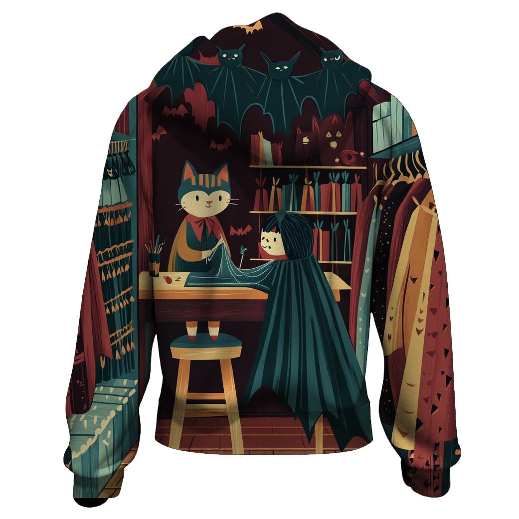 Spooky Costume Tailor Shop At Midnight printed hoodies