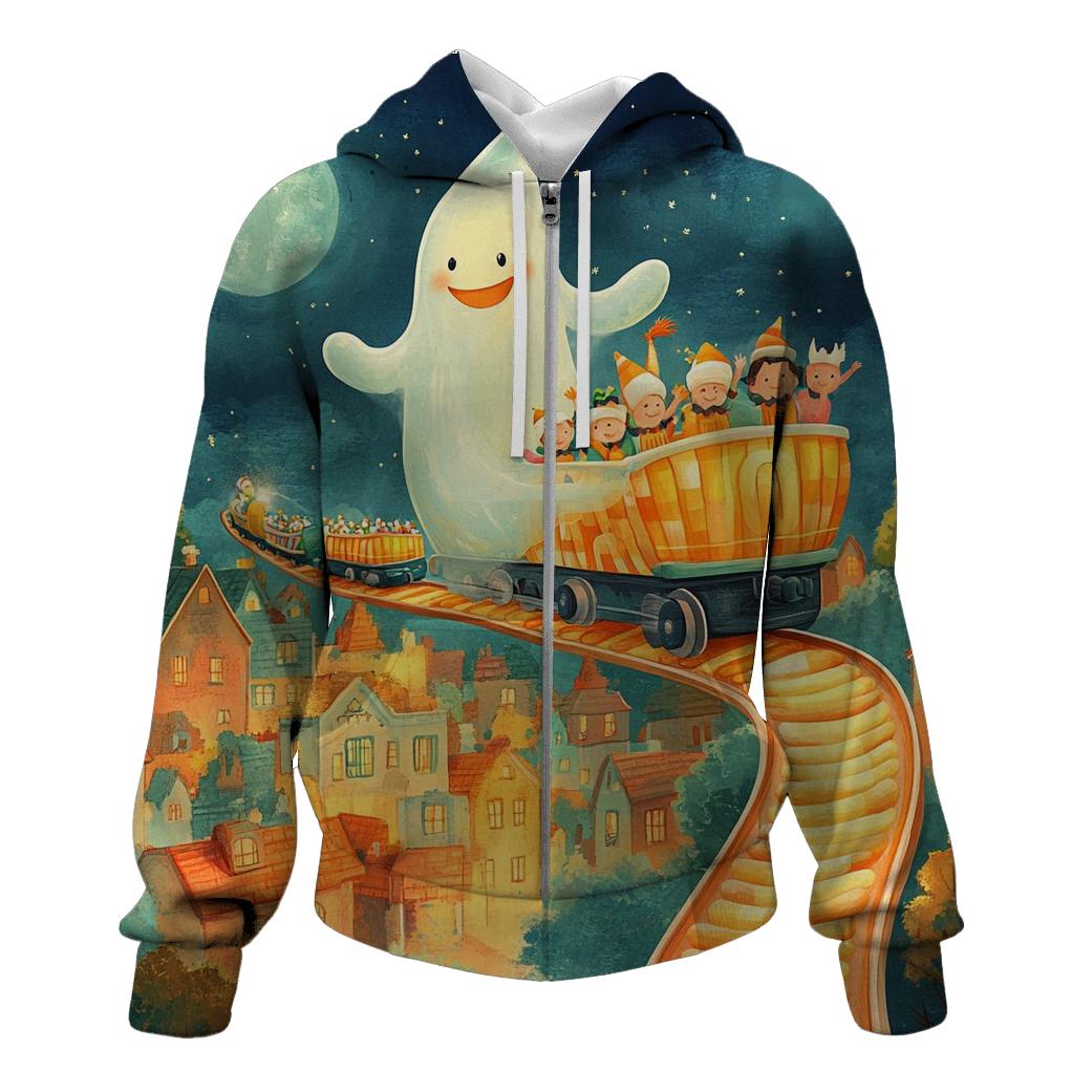 Ghost Train On The Haunted Candy Rails lightweight hoodies
