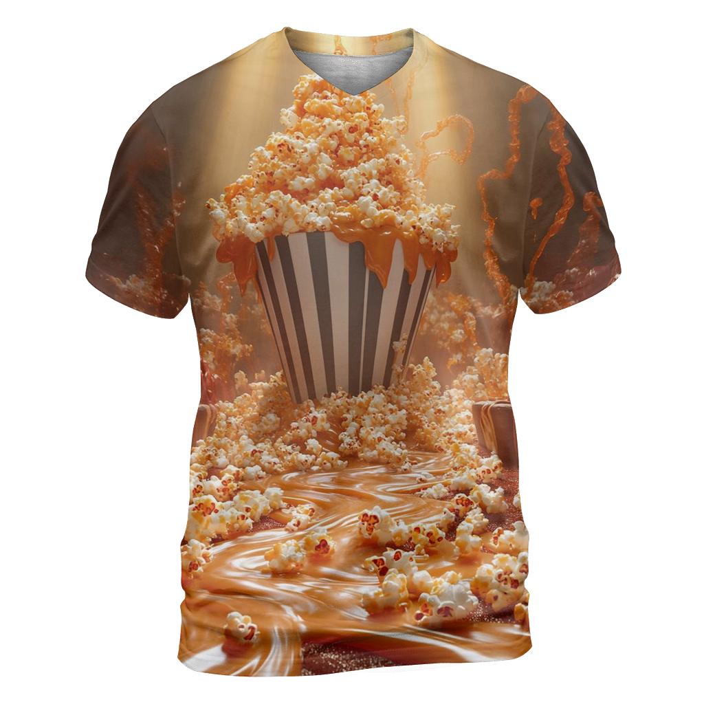 Popcorn Volcano Movie Night designer pattern shirts