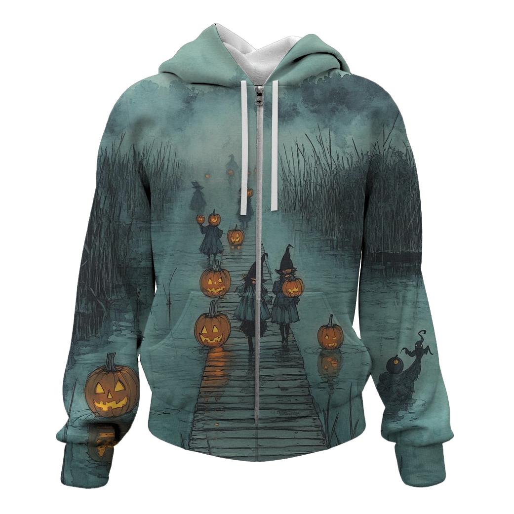 Lantern Parade In The Halloween Marshlands custom hoodies