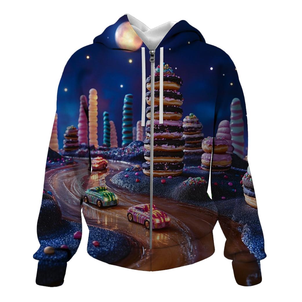 Midnight Donut City Skyline embroidered hoodies