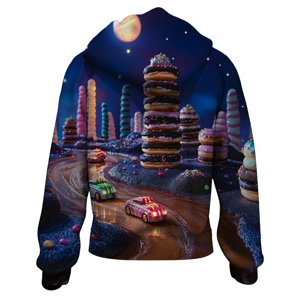 Midnight Donut City Skyline embroidered hoodies