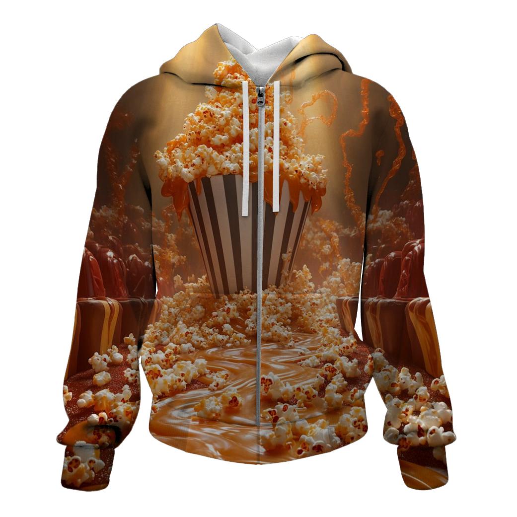 Popcorn Volcano Movie Night printed hoodies