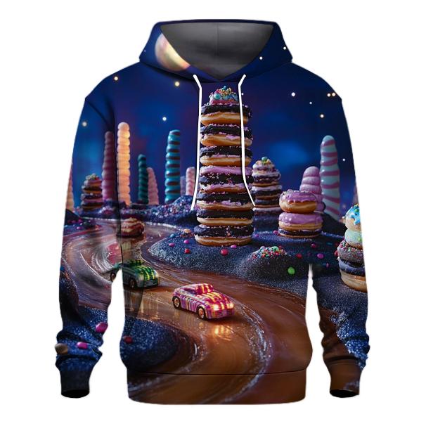 Midnight Donut City Skyline printed hoodies