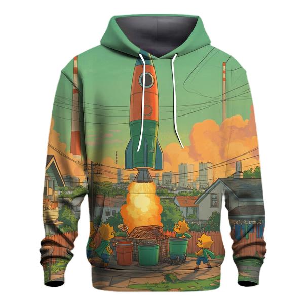 Suburban Backyard Space Mission heavyweight hoodies