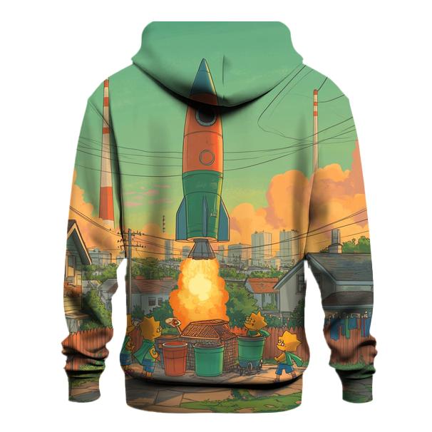 Suburban Backyard Space Mission heavyweight hoodies