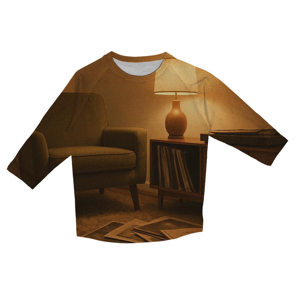 Rustic Vinyl Listening Lounge designer 3/4 sleeve blouses