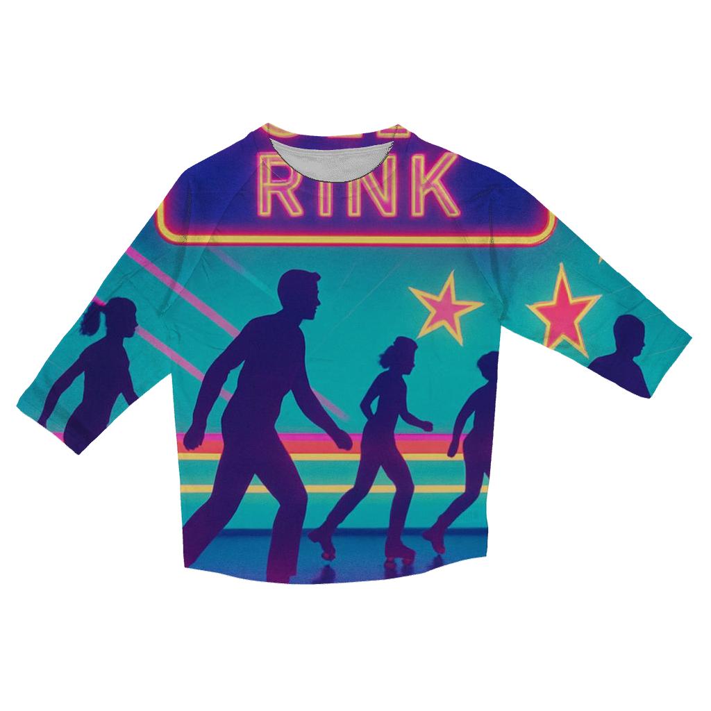 Neon Roller Rink Nights printed three quarter sleeve shirts