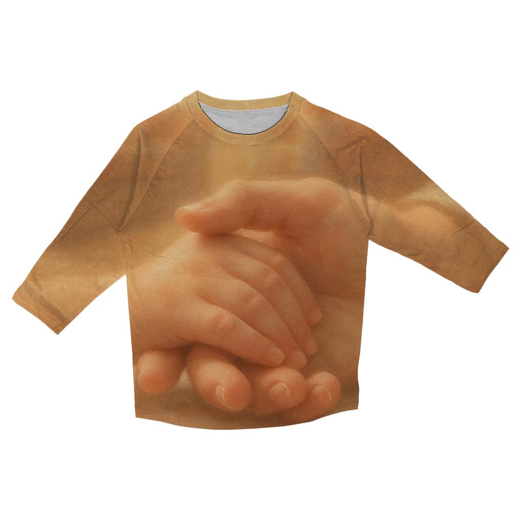 Hands That Remember Every First printed three quarter sleeve shirts