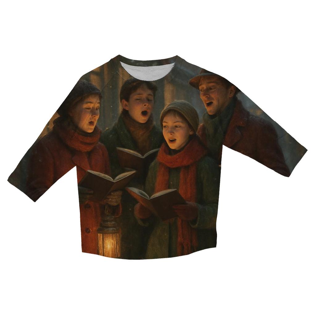 Candlelit Carolers On The Snowy Corner designer 3/4 sleeve blouses