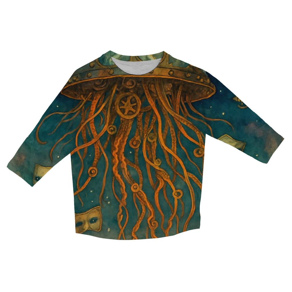 Clockwork Jellyfish Carnival casual three quarter sleeve shirts
