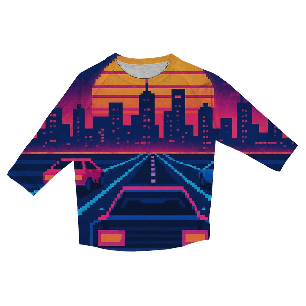 Retro Pixel City Racer stylish quarter sleeve tops