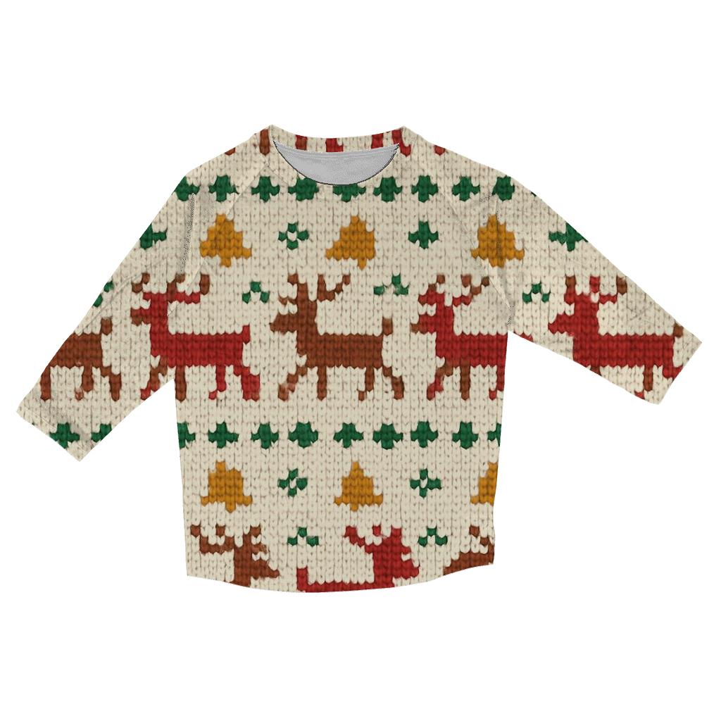 Reindeer Polka March Design casual three quarter sleeve shirts