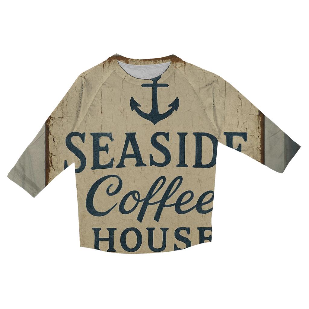 Old Harbor Coffee House Signboard trendy 3/4 sleeve tops