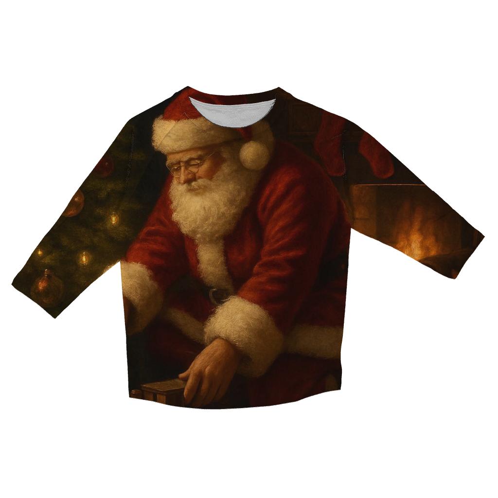 Midnight Santa Visit By The Hearth designer 3/4 sleeve blouses