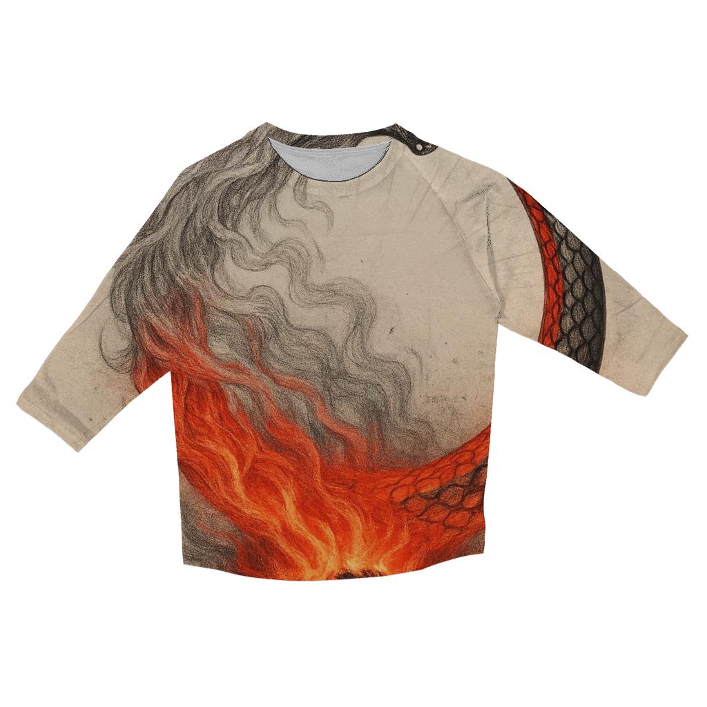 Phoenix Ash Ouroboros casual three quarter sleeve shirts