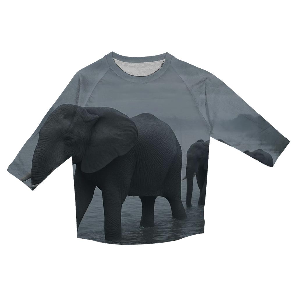 Mist Line Elephant Crossing custom 3/4 sleeve shirts