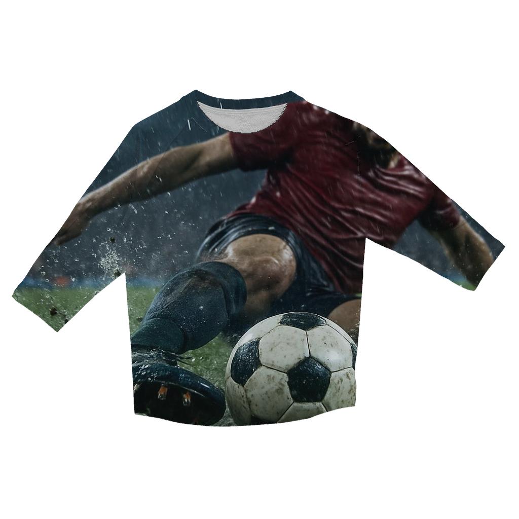 Rain Soaked Football Glory printed three quarter sleeve shirts