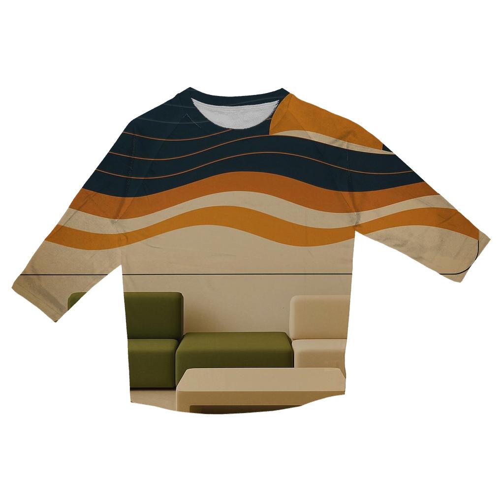 Futuristic Lounge Synth Waves printed three quarter sleeve shirts