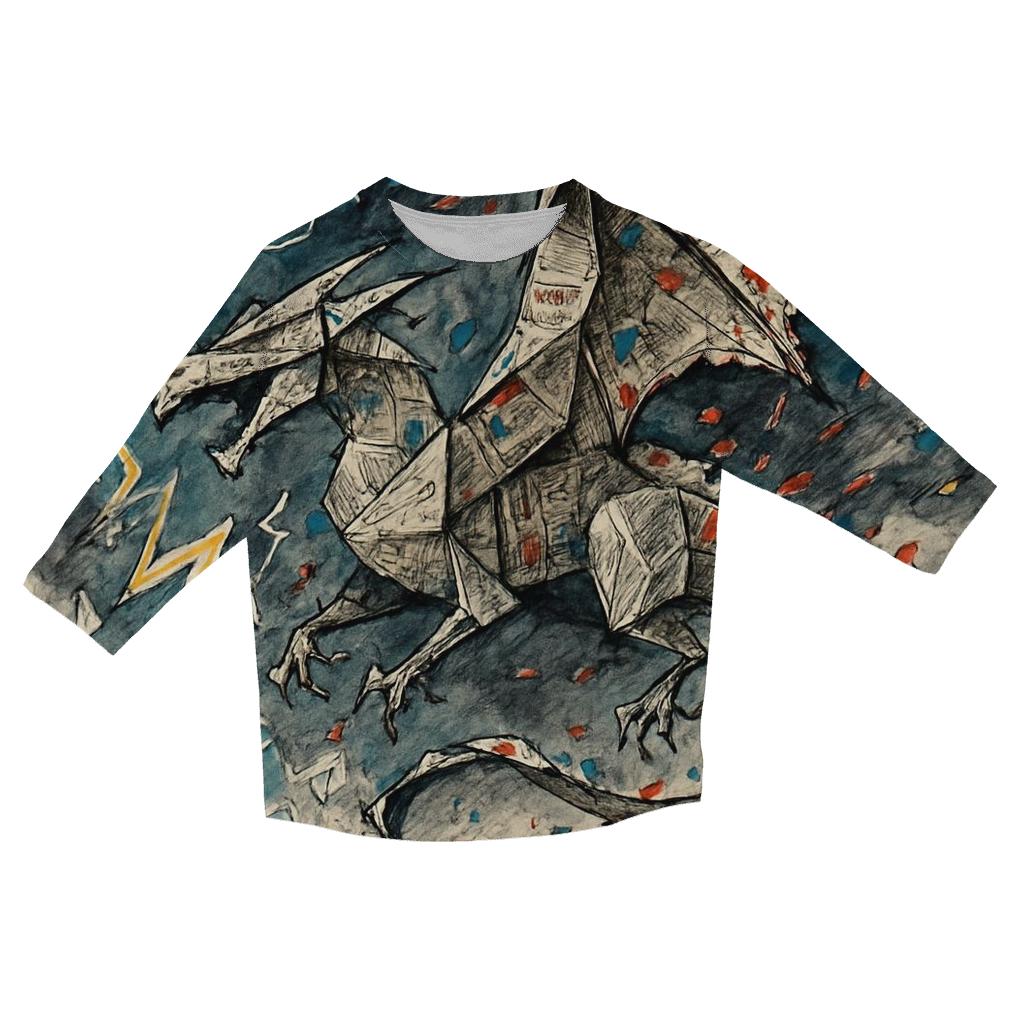 Origami Storm Dragon designer 3/4 sleeve blouses