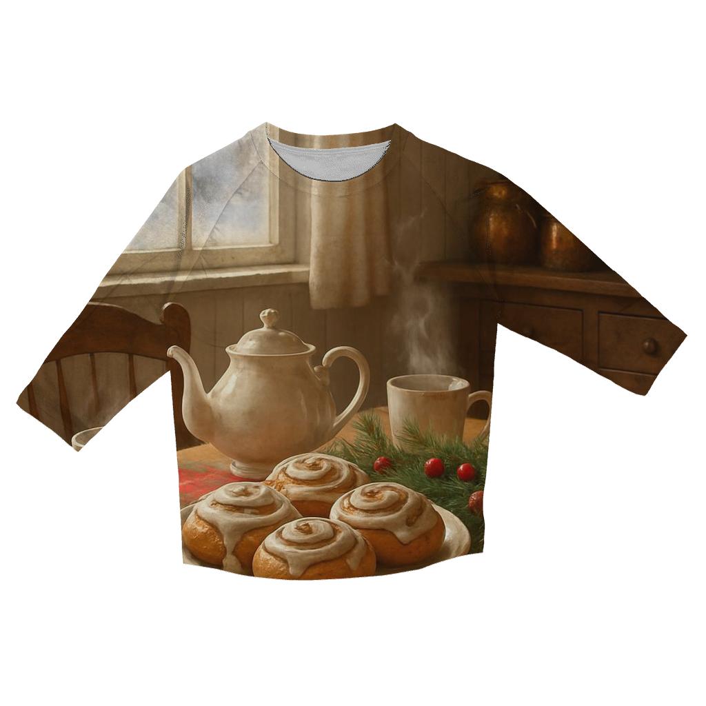 Christmas Breakfast In The Sunlit Kitchen stylish quarter sleeve tops