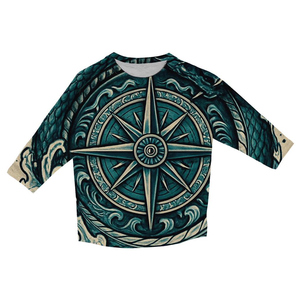 Ocean Tide Ouroboros Compass personalized 3/4 sleeve tees