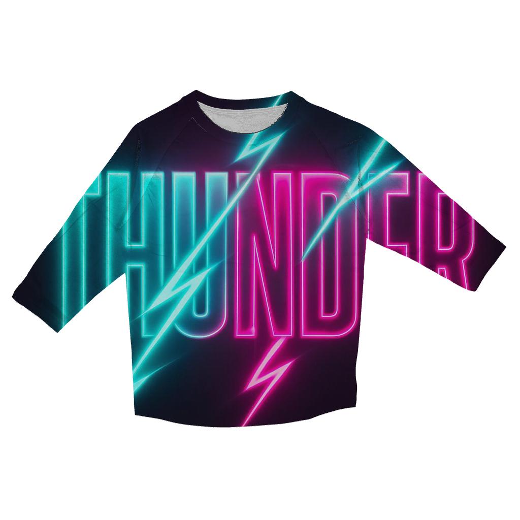 Neon Typographic Thunder custom 3/4 sleeve shirts