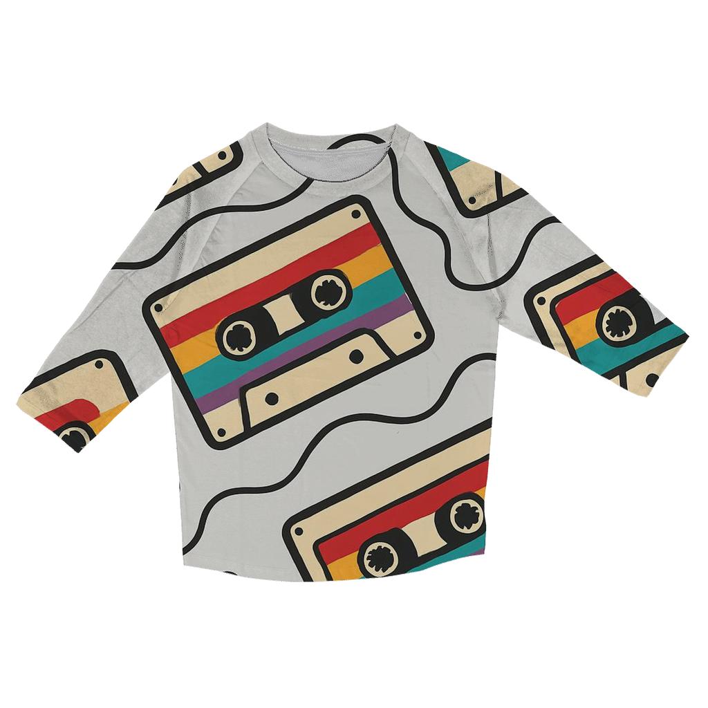 Cassette Rainbow Waves trendy 3/4 sleeve tops