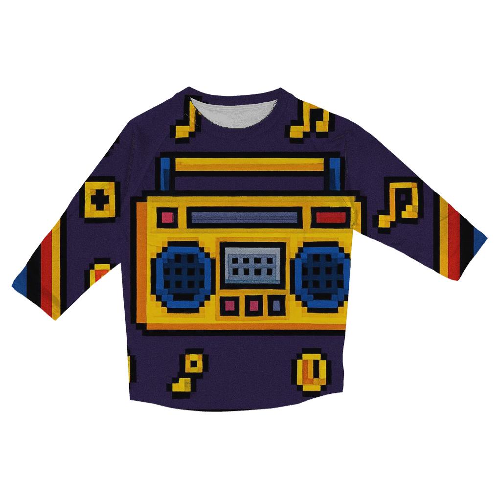 Pixel Boombox Arcade designer 3/4 sleeve blouses