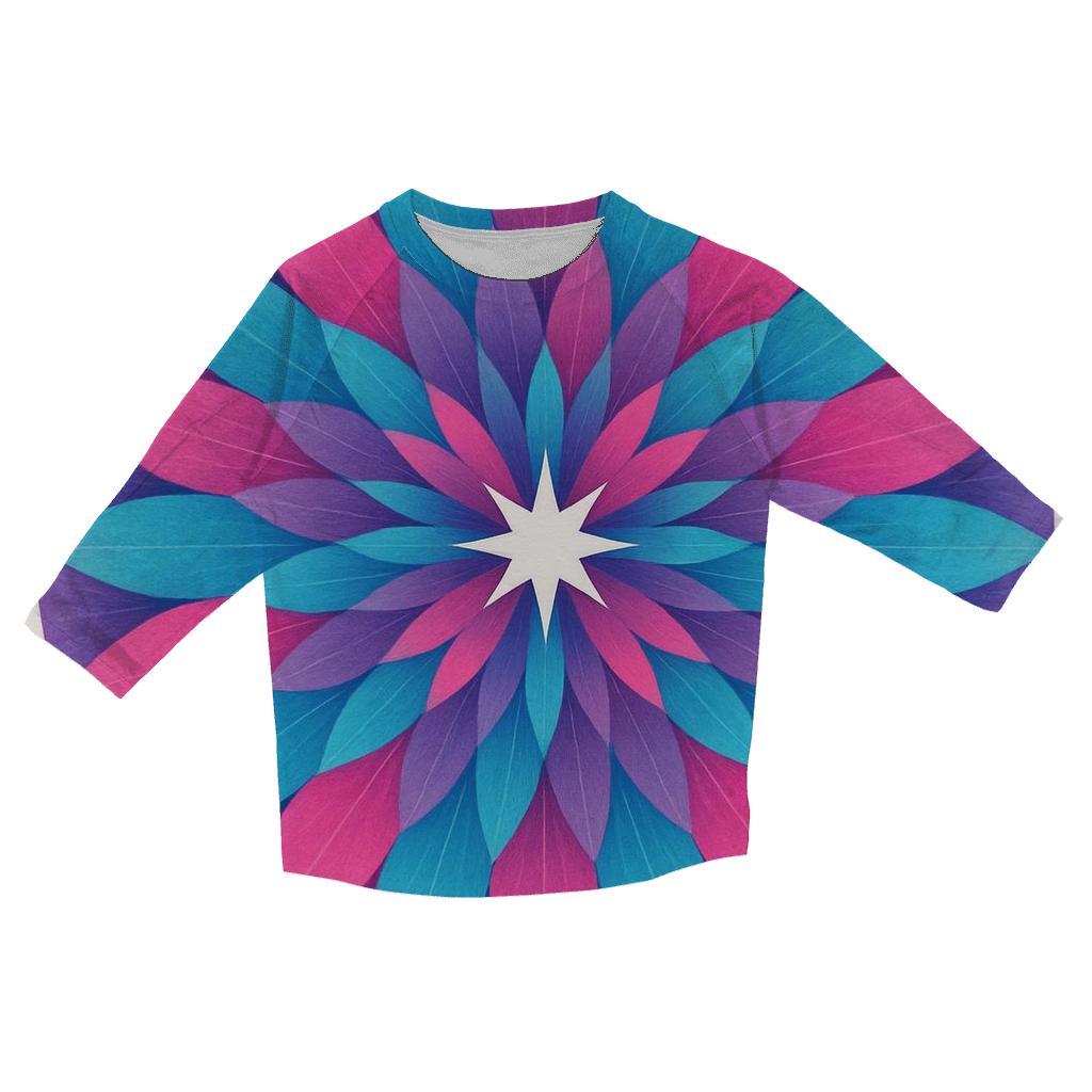 Magenta Cyan Mandala Petals stylish quarter sleeve tops