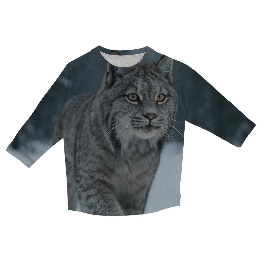 Boreal Lynx Snowbound Pause printed three quarter sleeve shirts