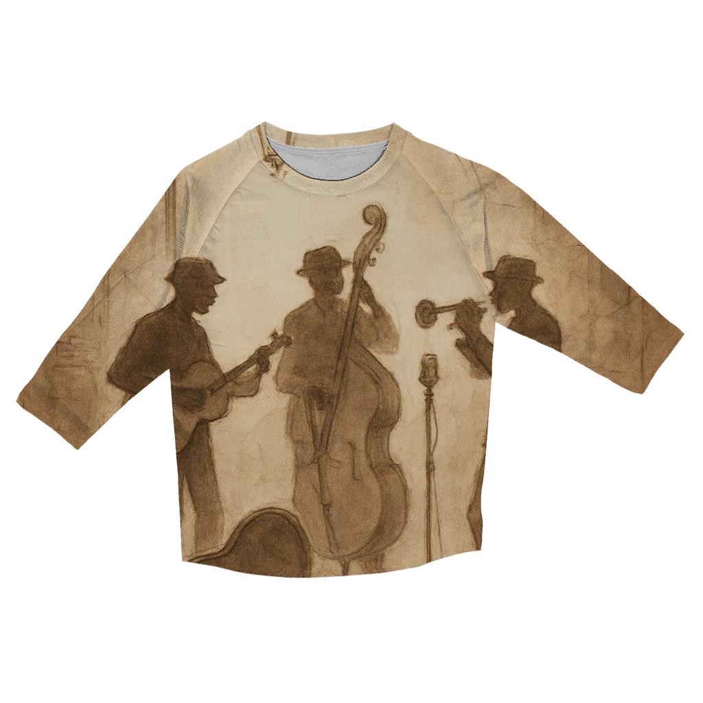 Sepia Street Jam Session personalized 3/4 sleeve tees