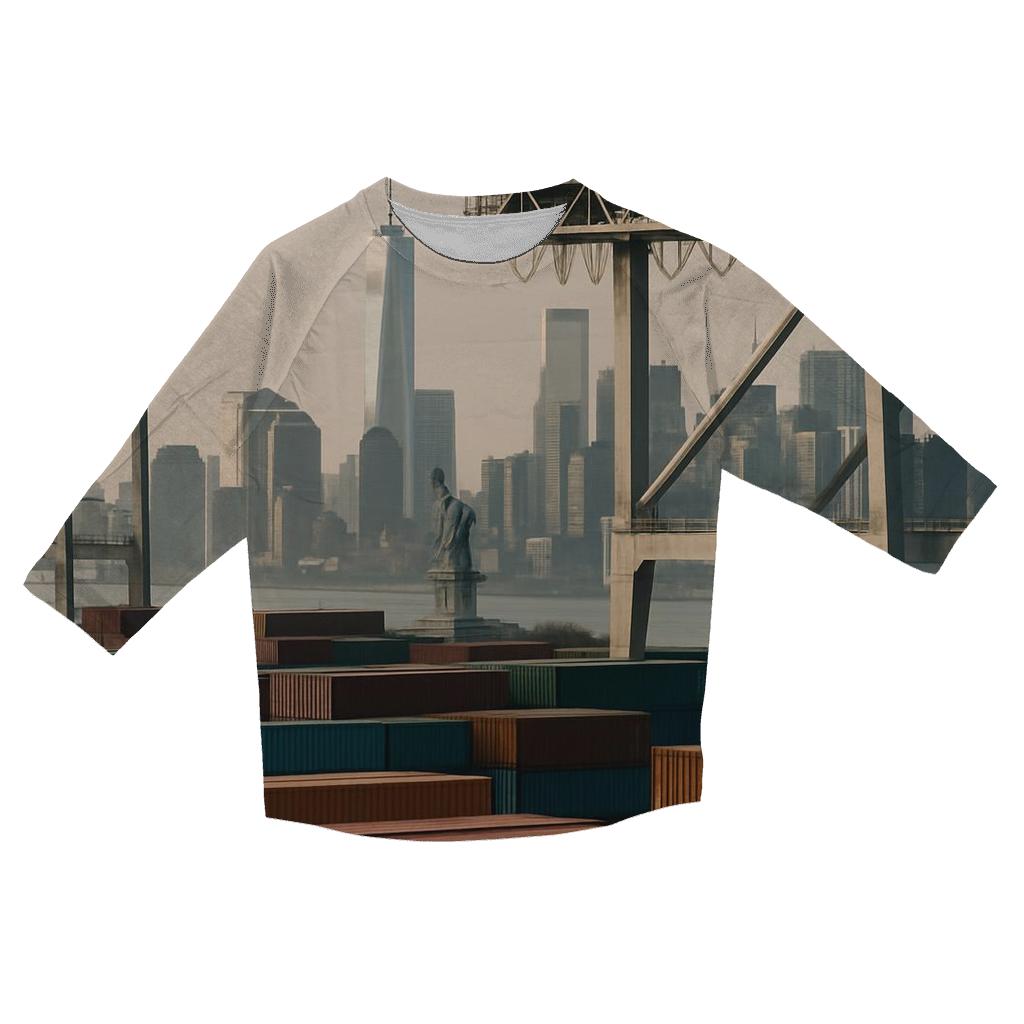 Upper Bay Container Terminal View Of Downtown Silhouette personalized 3/4 sleeve tees