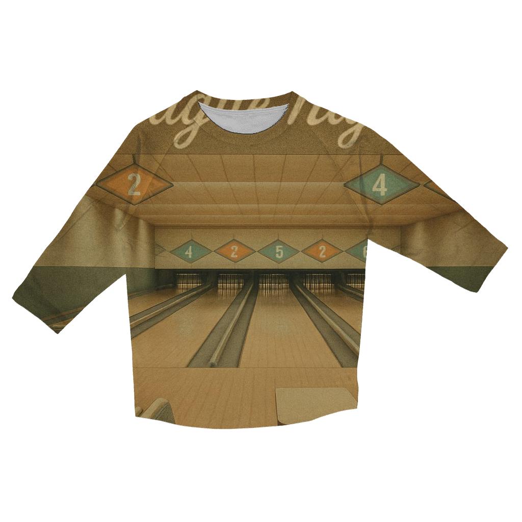 Retro Bowling Alley League Night casual three quarter sleeve shirts