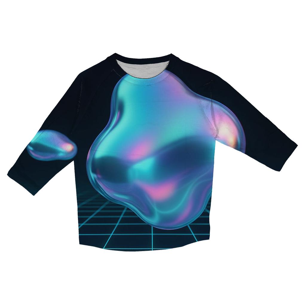 Holographic Liquid Grid trendy 3/4 sleeve tops