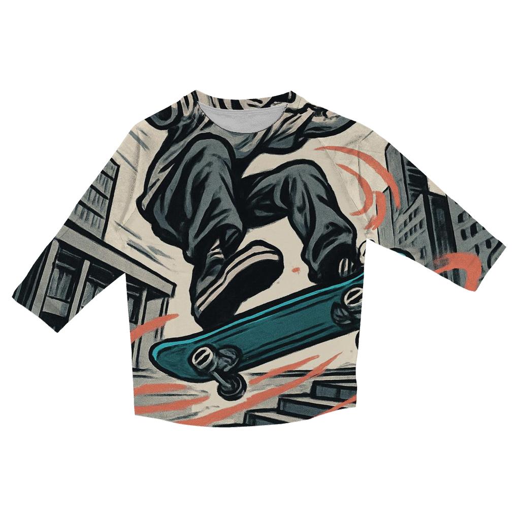 Urban Freestyle Skateboarding Lines stylish quarter sleeve tops