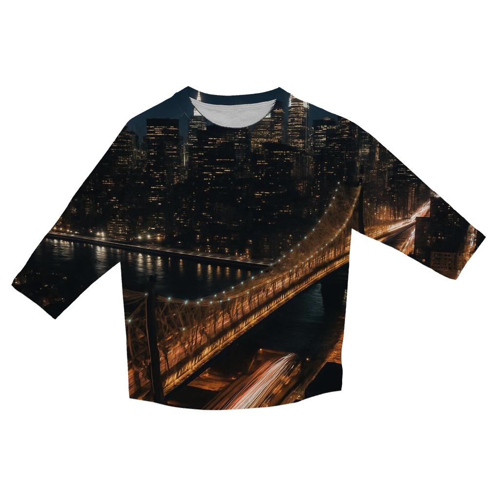 Nighttime Aerial Over Queensboro Bridge And Midtown Grid stylish quarter sleeve tops
